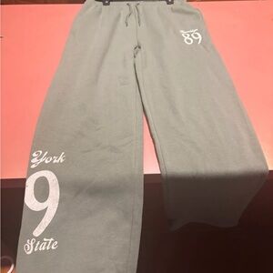 Green Sweatpants with White Print